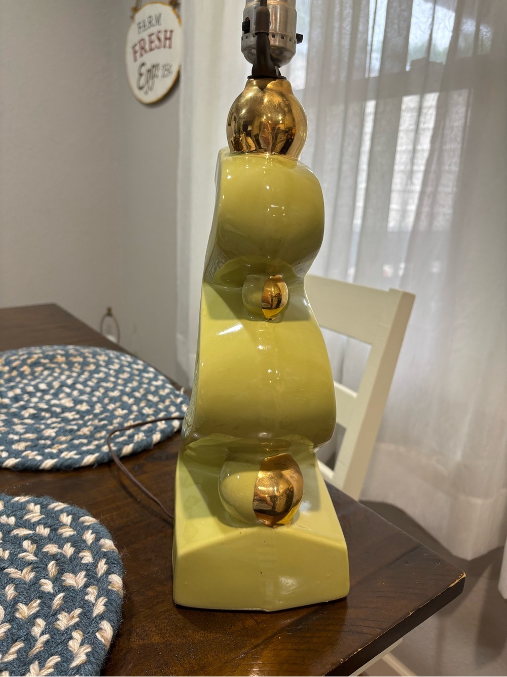 Stunning Art Deco Vintage Retro Ceramic Lamp Base in Chartreuse - Picture 13 of 16